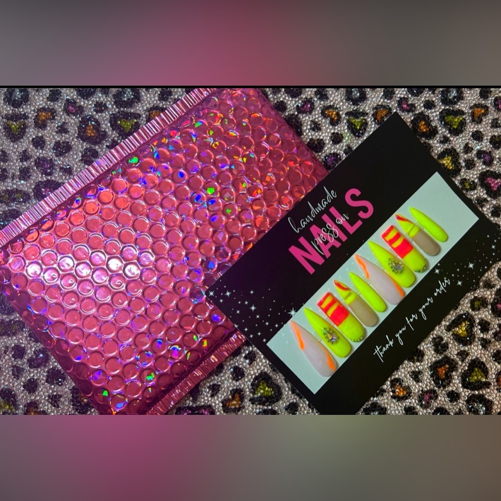 Handmade Spring Neon Press-on nails (ready to ship)
